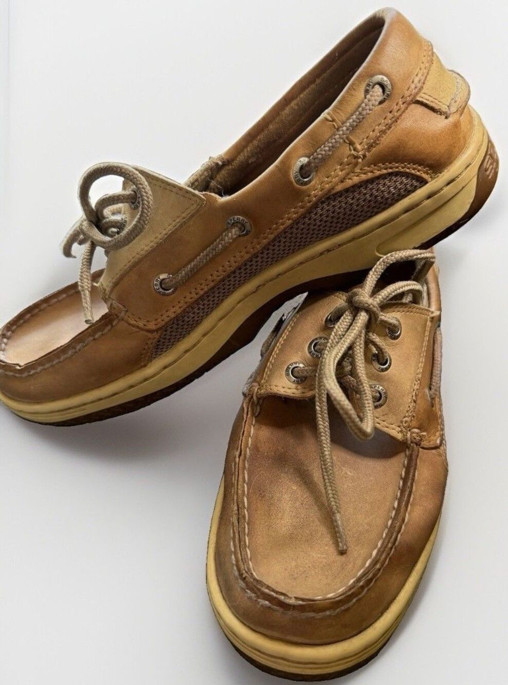 Sperry Top-Sider Mens 7.5 Leather Boat Shoes Brown Tan Moc Toe 0799023
